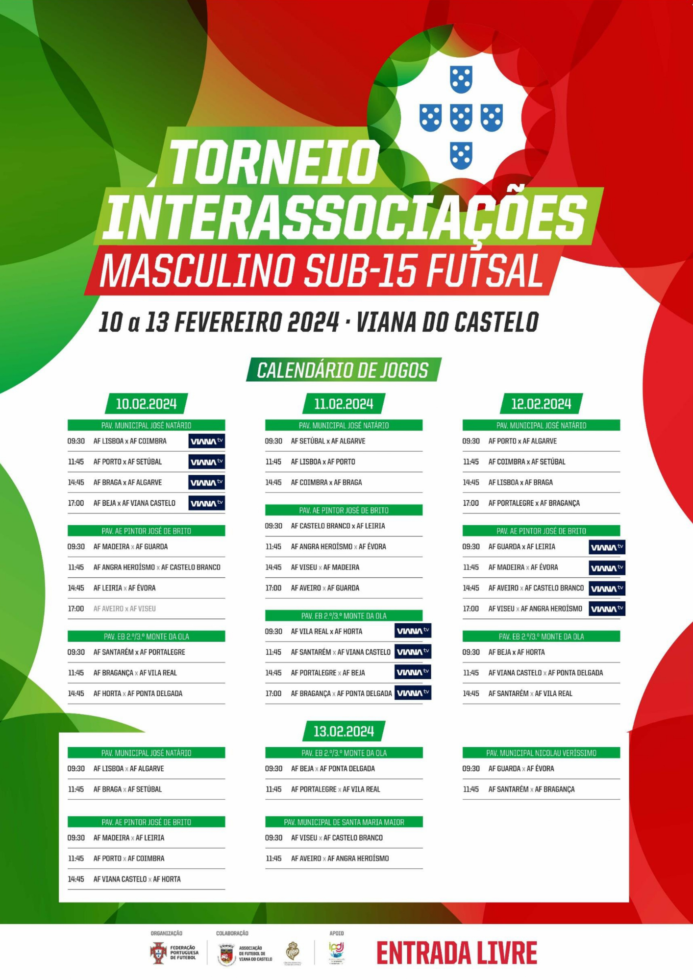 Calendário do Torneio Interassociações de Futsal Sub 15 Masculino